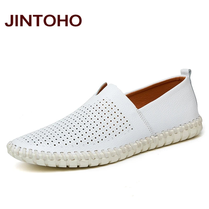 JINTOHO Große Größe Herren Echtes Leder Schuhe Slip-On Schwarze Schuhe Echtes Leder Mokassins Herren Schuhe Italienische Designer Schuhe