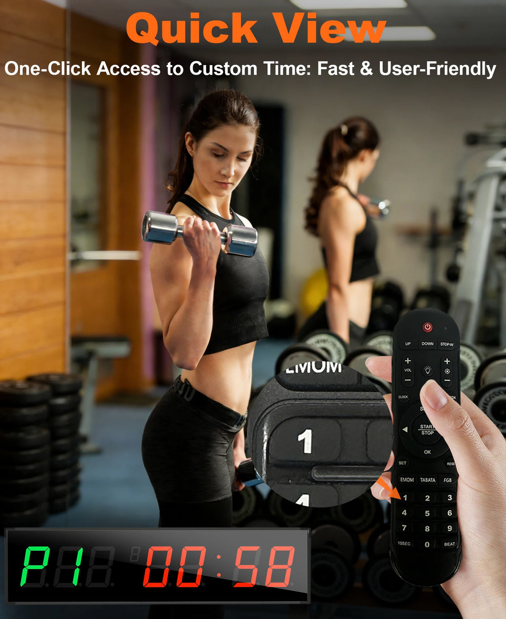 Gym Timer Large LED Display Wall Clock Gym Interval Workout Countdown Sports Training Clock Digital Time Timers for Fitness Home - Sun Studio