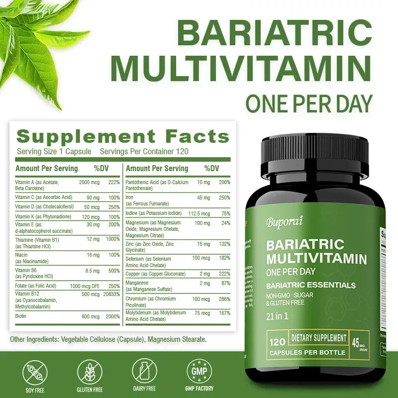 Bariatric Multivitamin Supplement - Helps Improve Joint Flexibility, Maintaining Energy Levels, Promote Bone and Overall Health - Sun Studio