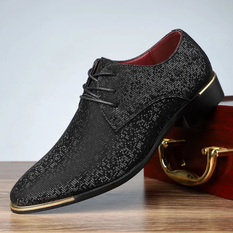 Luxury Fashion Designer New Men's Pointed Lace Up Casual Shoes Male Formal Wedding Dress Homecoming Footwear Zapatos Hombre - Sun Studio