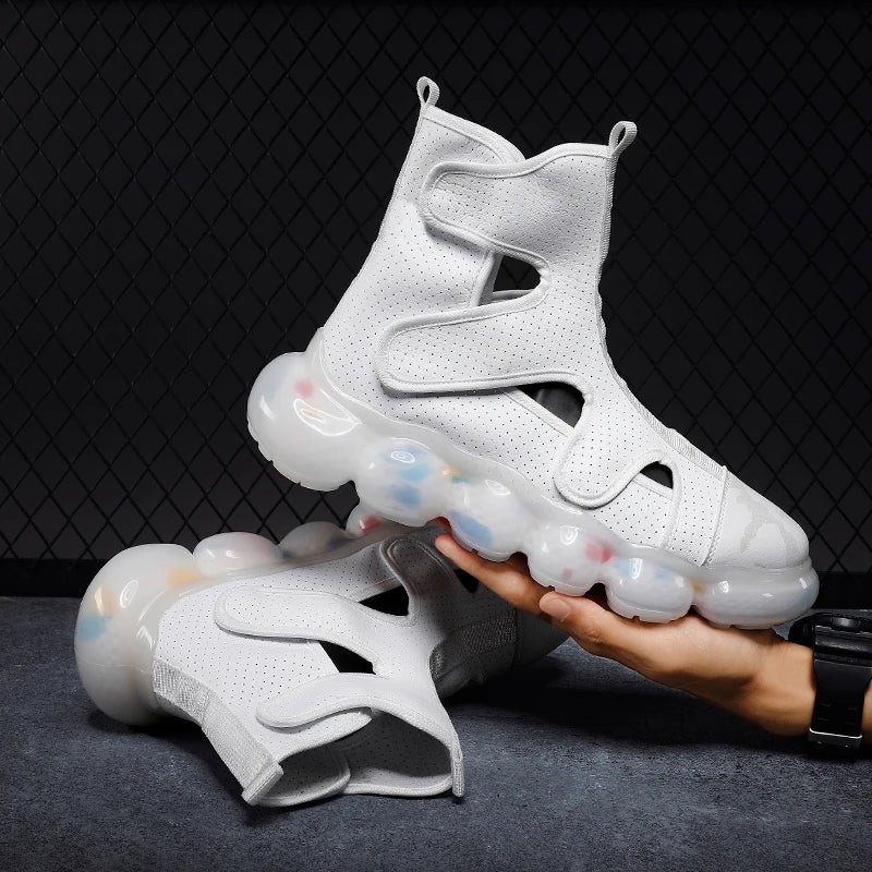 2023 Spring New Men's Casual Shoes Fashion Solid Color Shoes Outdoor Outsoles Breathable Light Comfortable High Top Man Sneakers - Sun Studio