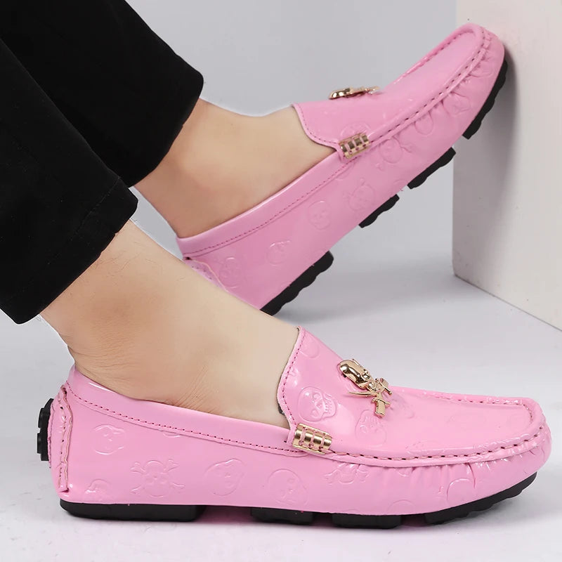 Luxury Style Male Formal Wedding Shoes Slip-on Men Pink Fashionable Casual Moccasins Shoes Big Size 47 48 Adult Party Shoes - Sun Studio