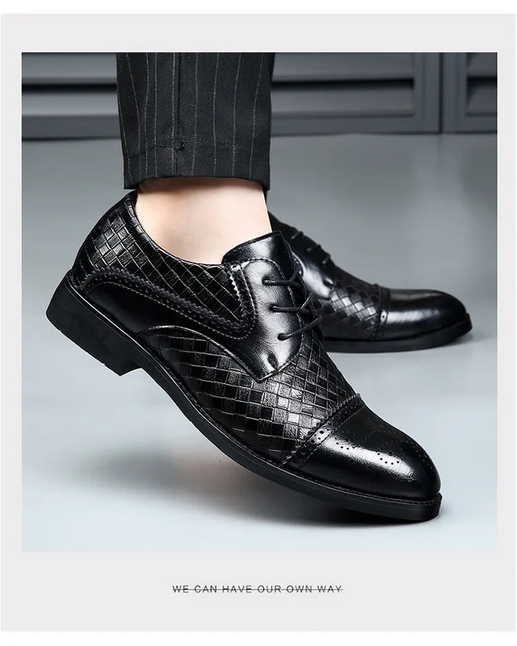 Genuine Leather Mens Dress Shoes Black Formal Social Shoe Male Business Wedding Derby for Man Luxury Italian Work Oxford Loafers - Sun Studio