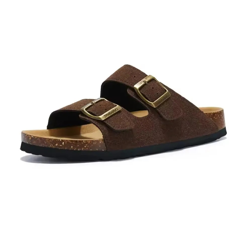 Sommer Kunstwildleder Leder Kork Hausschuhe Flip-Flops Frauen Männer Unisex Retro Tragen Müller Hausschuhe Mode Freizeit Strand Sandalen