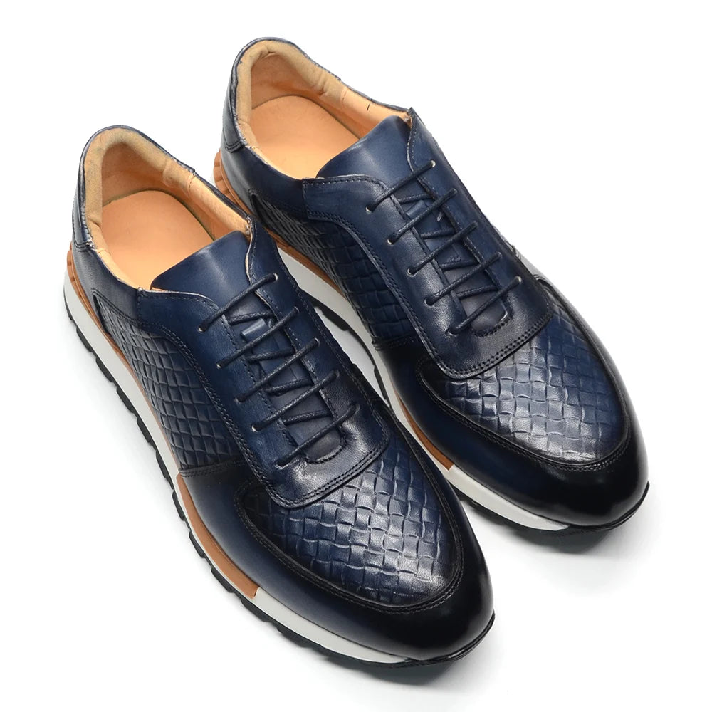 4 Farben Echtes Leder Herren Luxus Sneaker Karomuster Schnürschuhe Männer Freizeit Weiße Oxford Schuhe Angebote Frühling Herbst 2024