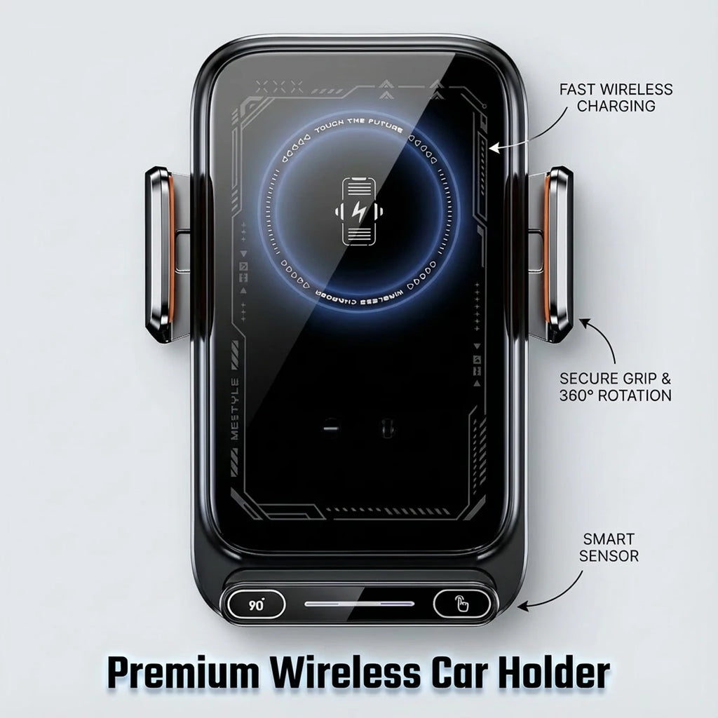 Car Phone Charger Phone Holder 15W Wireless & Wired Charger Auto Sensing One-Touch Release and Rotation Qi FCC ROHS Certified - Sun Studio