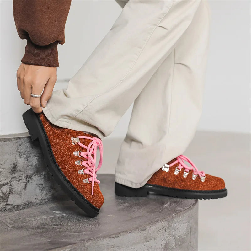 Fashion Mens Casual Leather Shoes Men Trendy Designer Style Derby Shoe Men's Lace-up Flats - Sun Studio