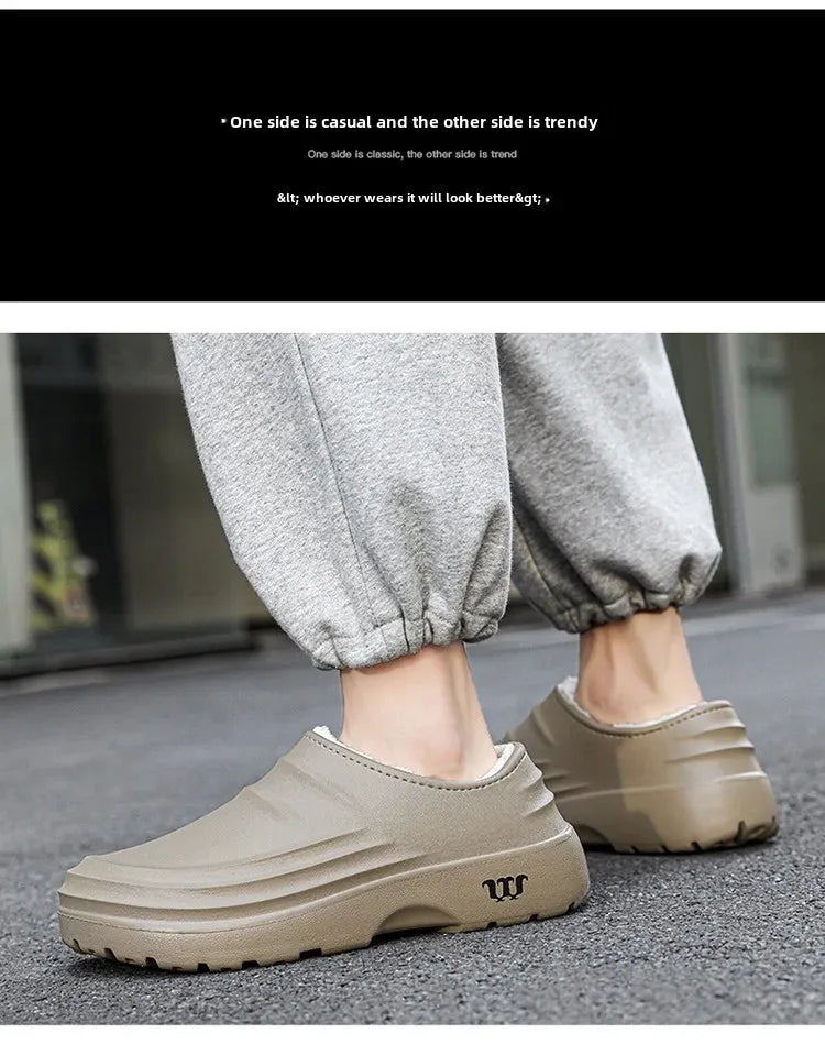 Waterproof Cotton Chef Shoes For Men Anti-Slip Work Footwear Warm Comfortable Kitchen Specialized Shoes With EVA Outsole - Sun Studio