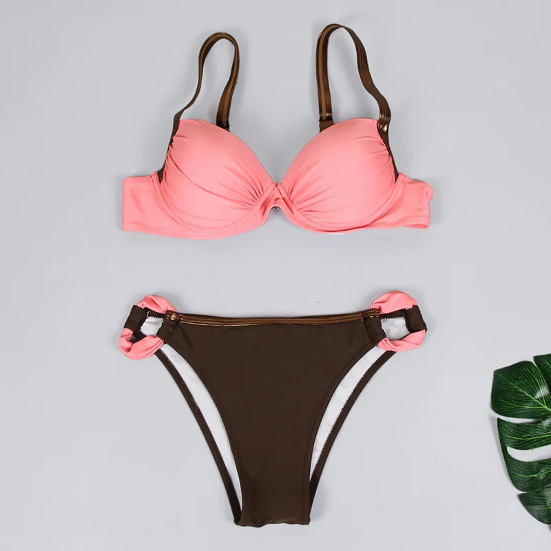New Push Up Swimsuit Women 2023 Sexy Solid Bikini Swimwear Woman Brazilian Bikini Set Female Blue Beachwear Bathing Suit biquini - Sun Studio