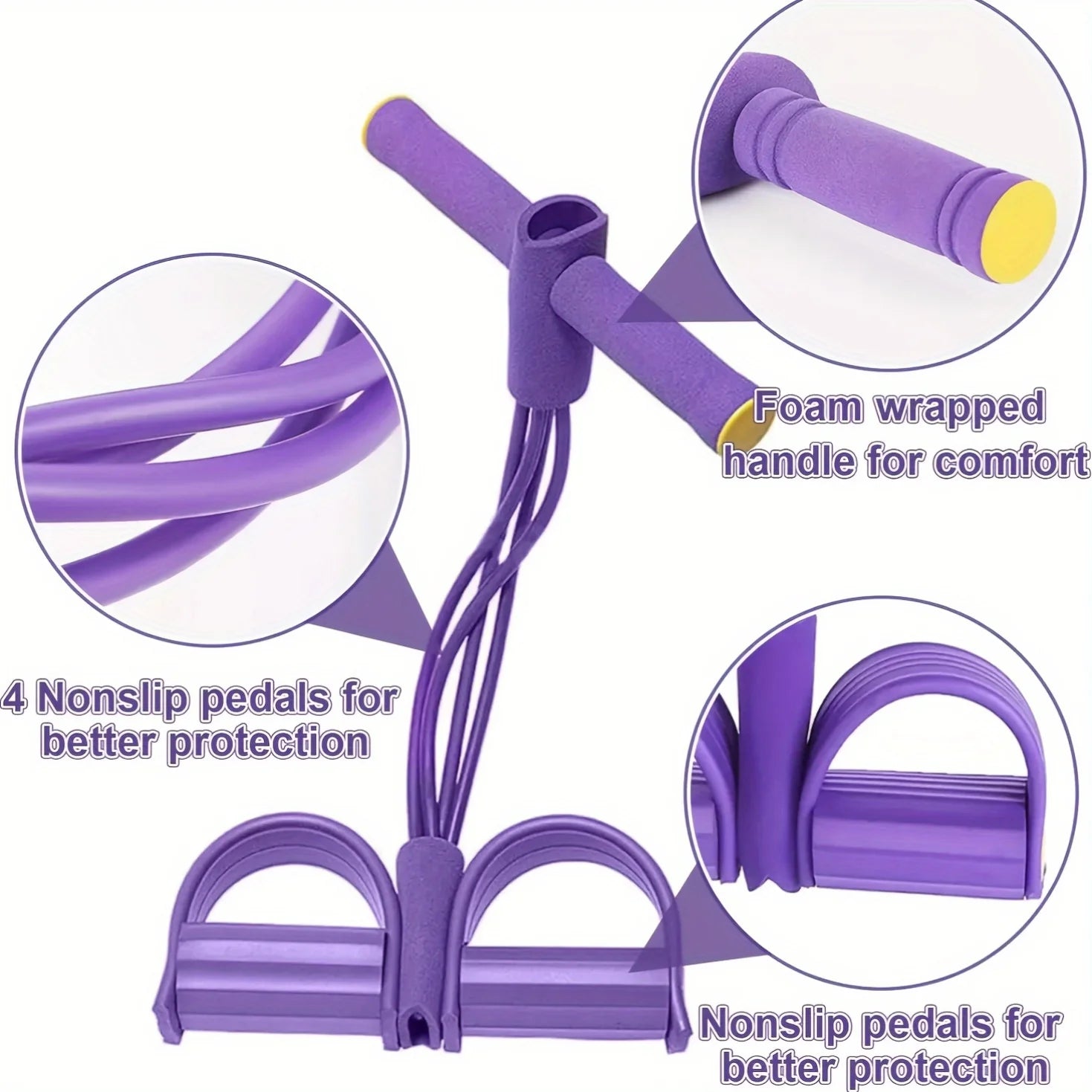 Multi-Functional Four-Tube Pedal Tensioner Yoga Elastic Band Home Fitness Equipment Abdominal Strengthening Tension Rope - Sun Studio
