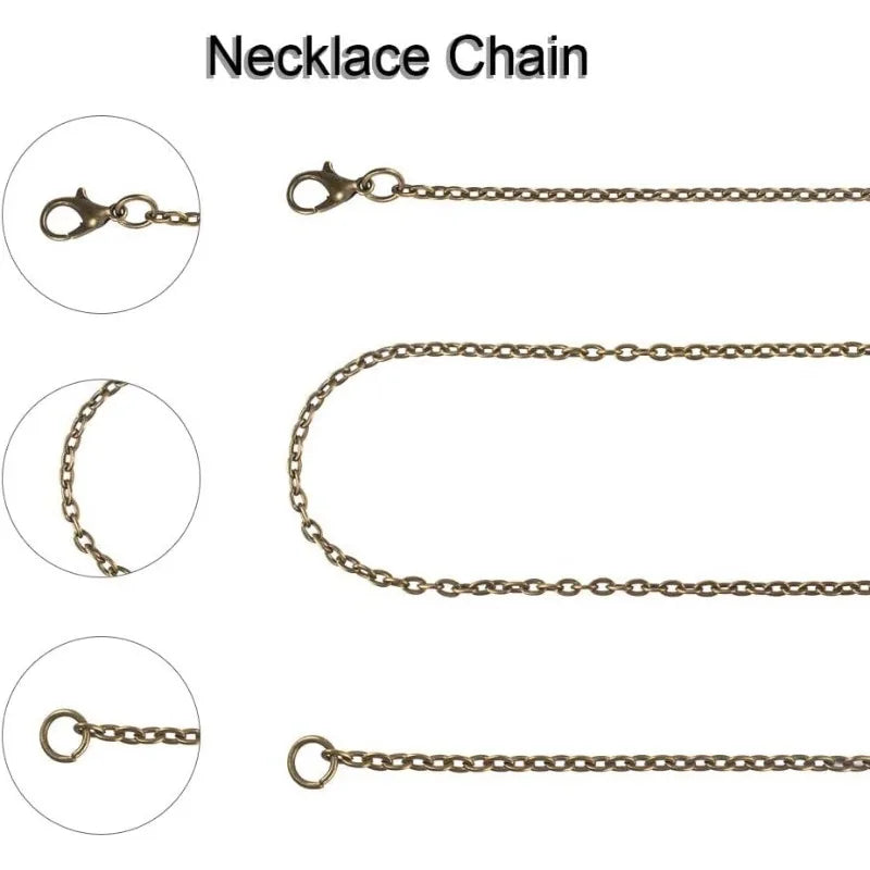 10 Strands Antique Bronze Chain, Iron Wire Chain with Lobster Clasp Chain Necklace for Pocket Watches Design Necklace - Sun Studio