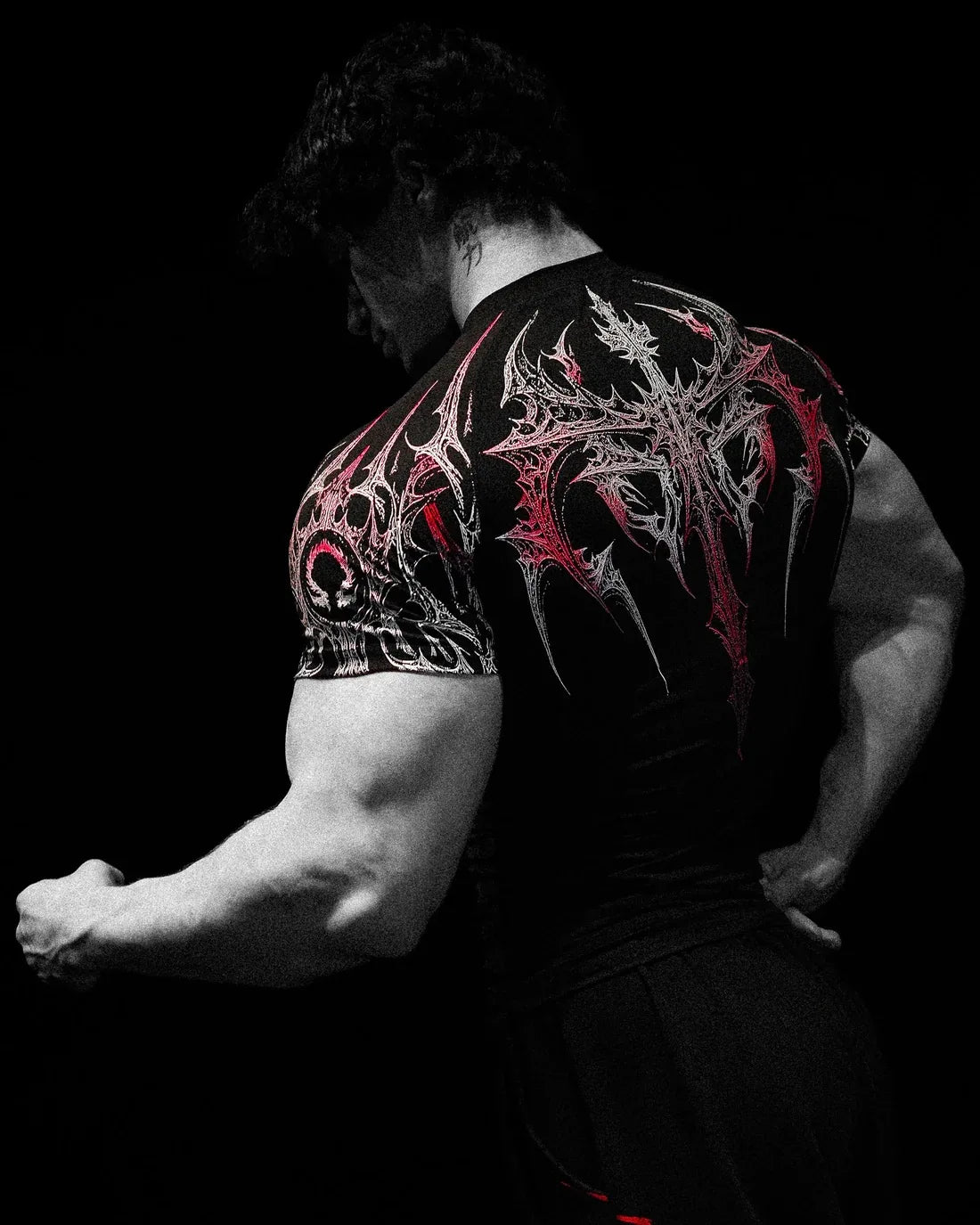 GYM T-shirt Men's Dark Gothic Print Muscle Tee  High Elasticity And Quick Drying Exercise For Bodybuilding Training 2026 Summer - Sun Studio