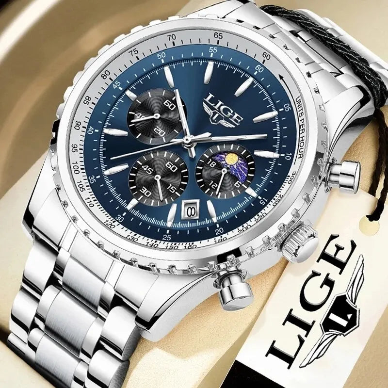 LIGE 2024 Top Brand Luxury New Men Watch Quartz Man Watches Waterproof Luminous Watch for Men Date Chronograph Sport Wristwatch - Sun Studio