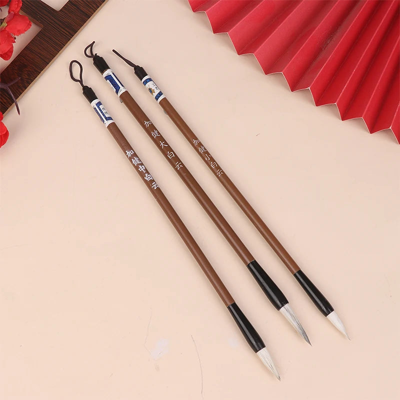 6Pcs Traditional Chinese White Clouds Bamboo Wolf's Hair Writing Brush For Calligraphy Painting Practice Brushes Writing Tools - Sun Studio
