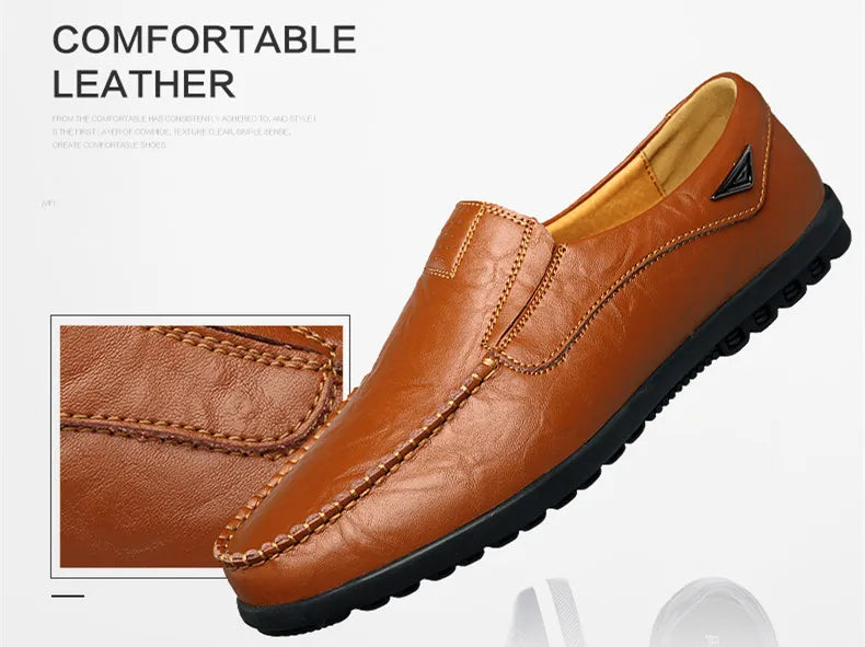 Genuine Leather Men Casual Shoes Luxury Brand 2025 Mens Loafers Moccasins Breathable Slip on Black Driving Shoes Plus Size 37-47 - Sun Studio