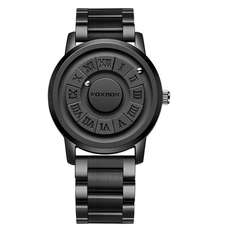 FOXBOX Herren Quarz Uhr Mode Persönlichkeit Kreative Scroll-Eisenball Magnetzeiger Wasserdicht für Herren Uhren Geschenk+Box