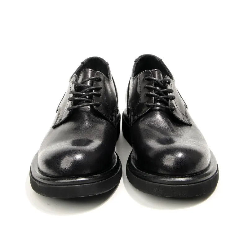 high-quality Men's casual Leather shoes Handmade retro Platform shoes Men Cow Leather Footwear wear resistant comfort Male shoes - Sun Studio
