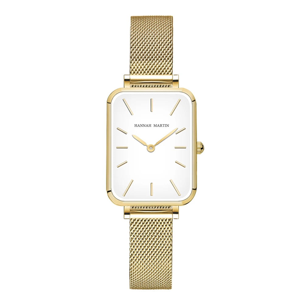 Rectangle Ultrathin Nordic Simple Style Japan Quartz Movement Fashion Stainless Steel Mesh Silvery Bracelet Belt Ladies Watches - Sun Studio