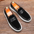 Fashion Men's Casual Slip-on Leather Shoes Men Classic British Style Penny Loafers Mens Outdoor Board Shoe Driving Flats - Sun Studio