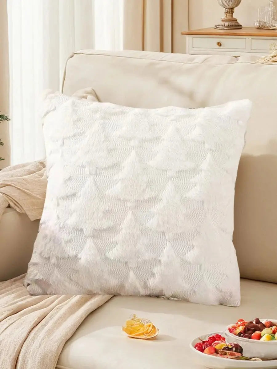 1pc Christmas Pillow Covers, 3D plush Christmas tree pattern Throw Pillowcase, 18x18 inches, for winter home decor on sofas - Sun Studio