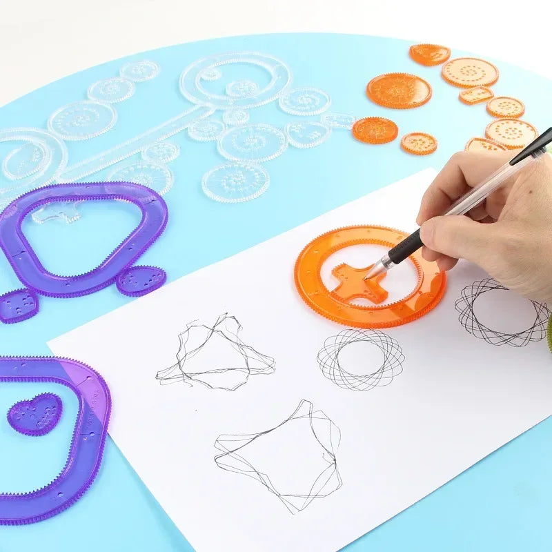 Funny Interlocking Gears Wheels Spirograph Drawing Toys Set Creative Educational Toy for Children Painting Drawing Accessories - Sun Studio