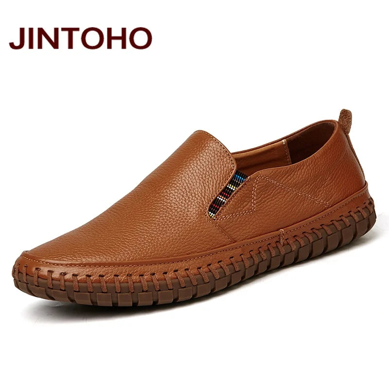 JINTOHO Große Größe Herren Echtes Leder Schuhe Slip-On Schwarze Schuhe Echtes Leder Mokassins Herren Schuhe Italienische Designer Schuhe