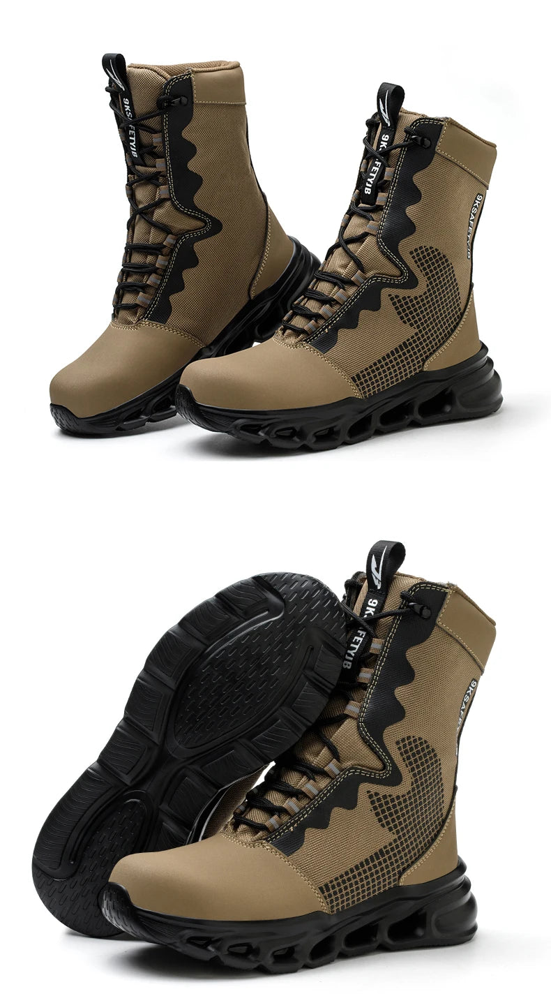 New Fashion 2024 Men Boots Safety Shoes Security Steel Toe Cap Military Boots Working Steel Toe Anti-Smashing Men's Work Boots - Sun Studio