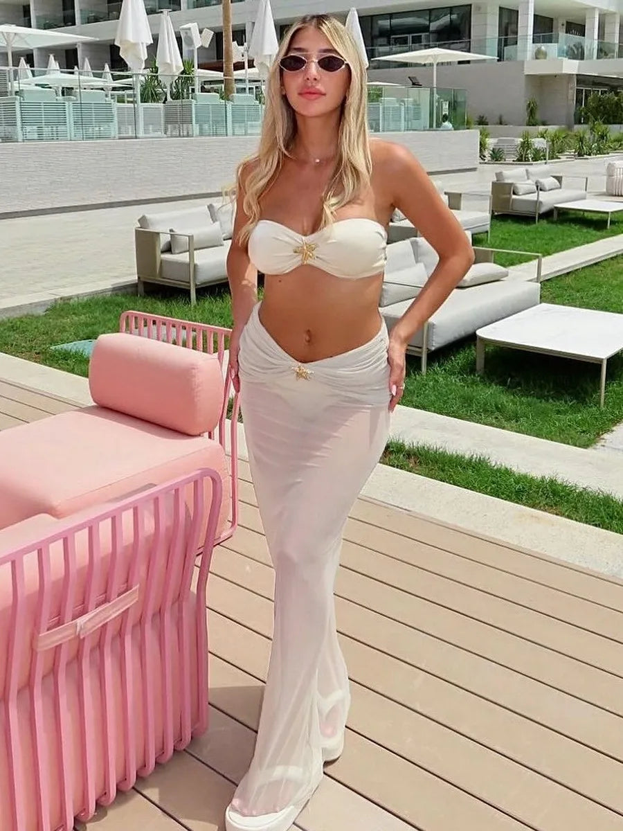 3Pcs Bikini Set Sexy Bikini Push UP Women Swimsuit Female Swimwear with Cover-Ups Bathing Suit Beachwear Print Pants 2024 New - Sun Studio