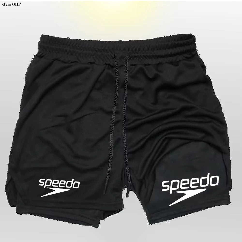 Fitness 2-in-1 training shorts, suitable for men, beach running quick-dry shorts, outdoor sports shorts, fitness basketball shor - Sun Studio