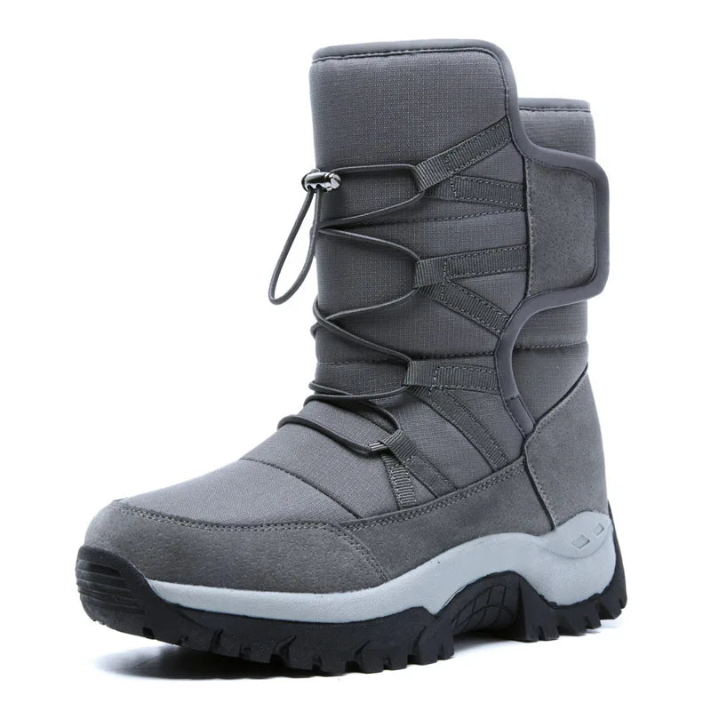 Neue Warme Plüsch Schneestiefel Herren Schnürsenkel Lässige Hohe Herren Stiefel Wasserfeste Winterstiefel Rutschfeste Knöchelstiefel Herren Arbeitsstiefel