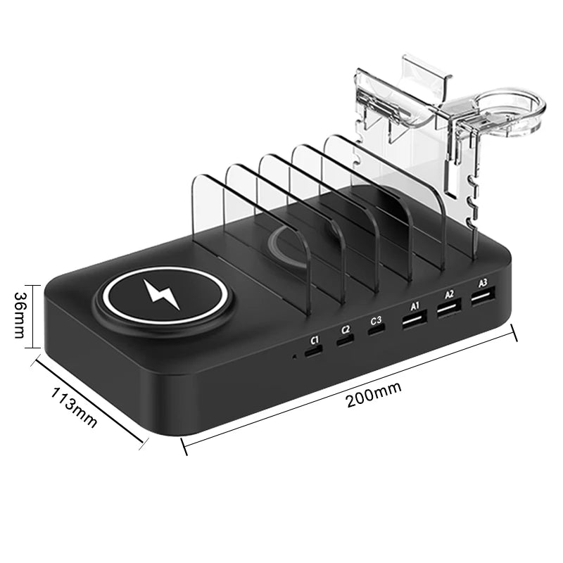 Multifunctional Charger 9in1 Wireless Charger For Mobile Phones Watches Headphones Multi Port Charger Fast Charger - Sun Studio