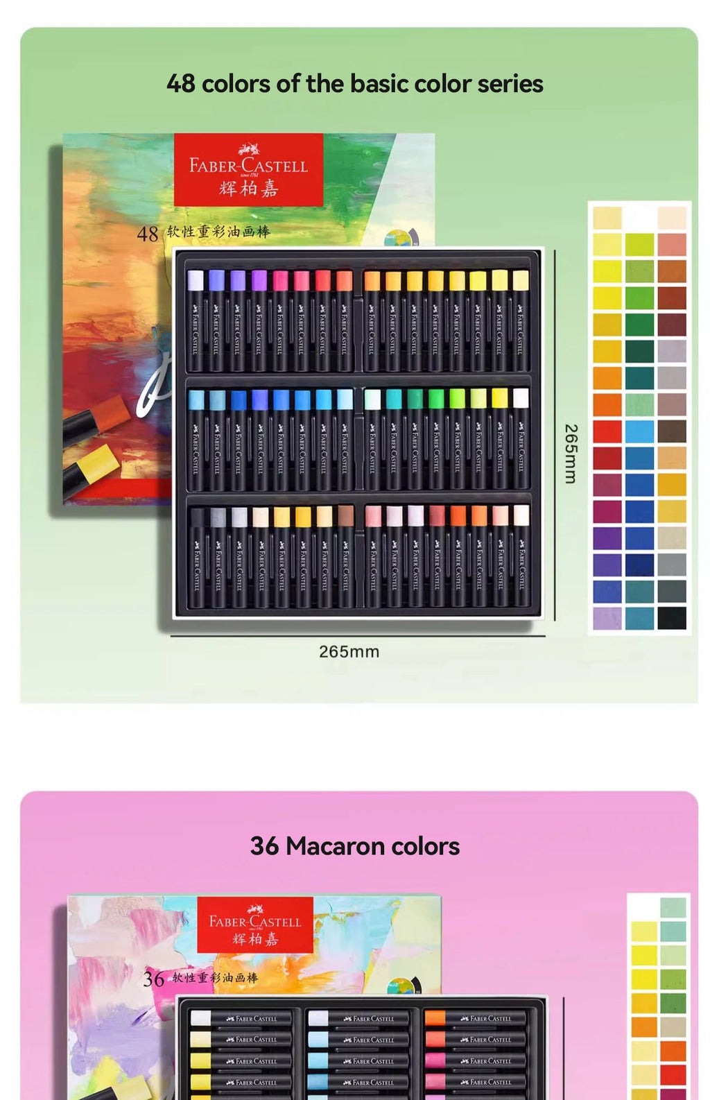 Faber-Castell Soft Oil Pastel Set 24/36/48 Vibrant Colors Creamy Texture Bullet Head Chalk for Artist Painting Drawing Beginners - Sun Studio