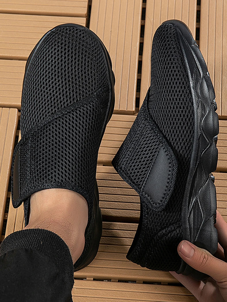 Sneakers Men Orthopedics Wide Feet Swollen Walking Casual Shoes Thumb Eversion Adjusting Soft Comfortable Light Man Shoes Black - Sun Studio