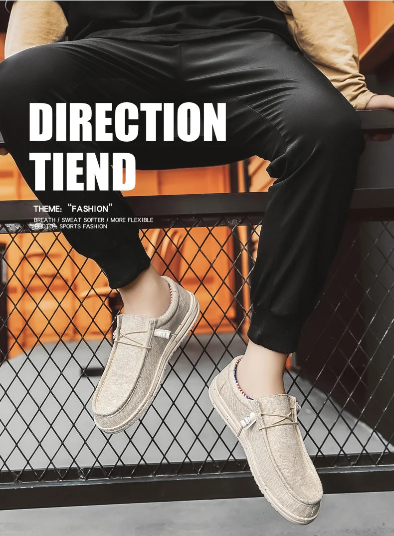 Men Casual Canvas Shoes Mens Loafers Breathable Slip on Flats Male Vulcanized Shoes Driving Shoes Plus Size 47 Walking Sneakers - Sun Studio