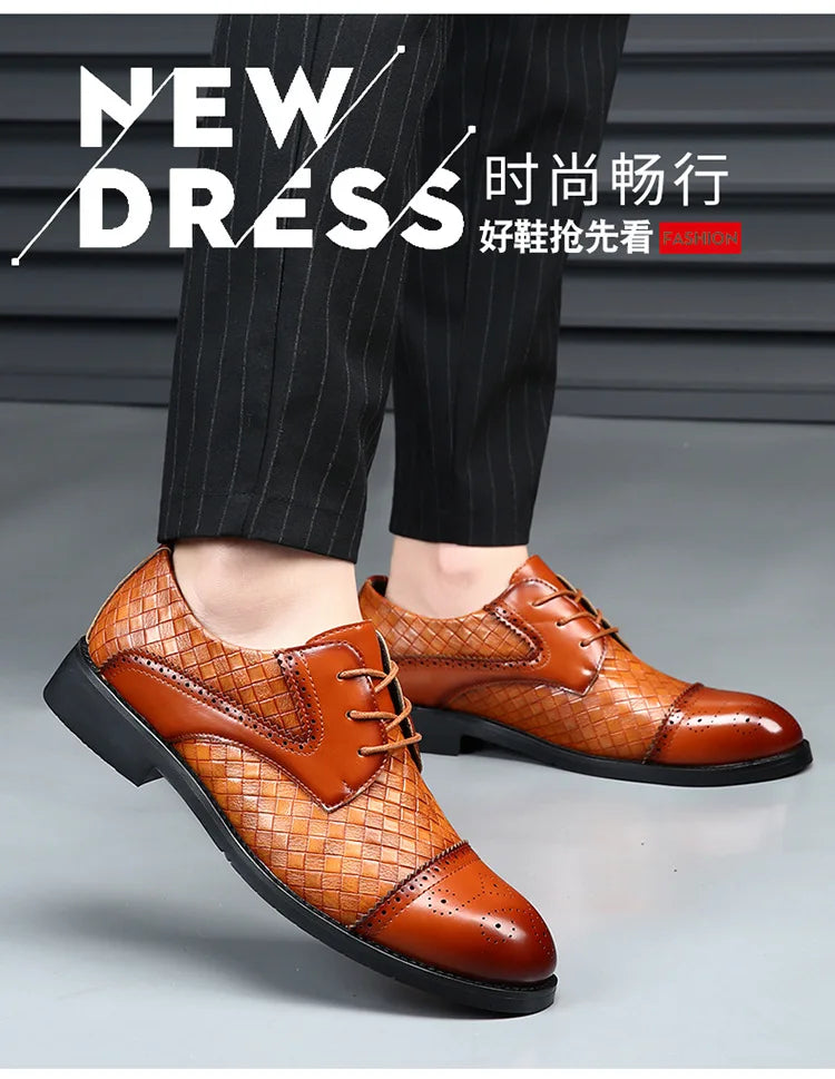 Genuine Leather Mens Dress Shoes Black Formal Social Shoe Male Business Wedding Derby for Man Luxury Italian Work Oxford Loafers - Sun Studio