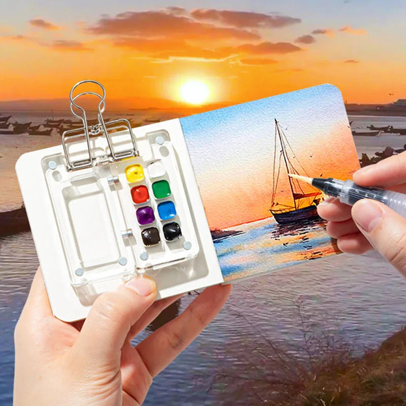 Transparent Watercolor Palette Ins Style Travel Portable Mini Watercolor Acrylic Paint Box Square Tray Box Art Painting Supplie - Sun Studio