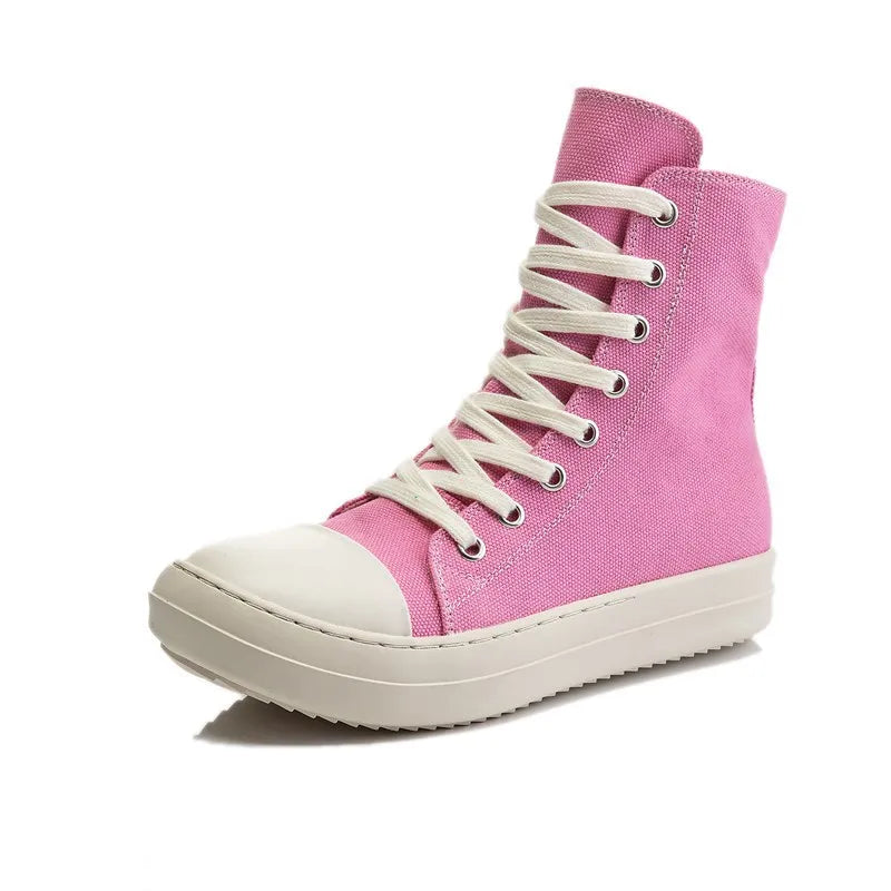 Brand Men Shoes Casual Canvas Distress Flats High to Ankle Boots Women Owens Vintage Original Luxury Designers Sneakers - Sun Studio