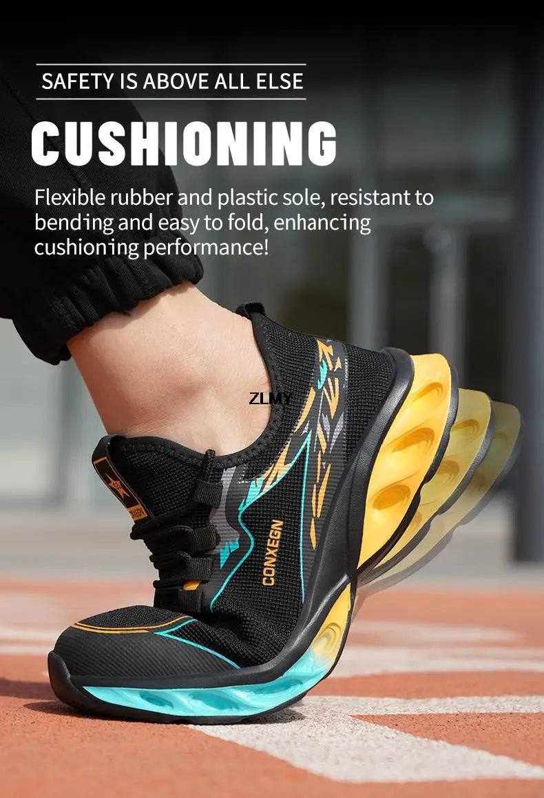 Fashion Safety Shoes for Men Steel Toe Sneakers Puncture Proof Industrial Work Shoes Man Breathable Work Safety Boots Anti-smash - Sun Studio