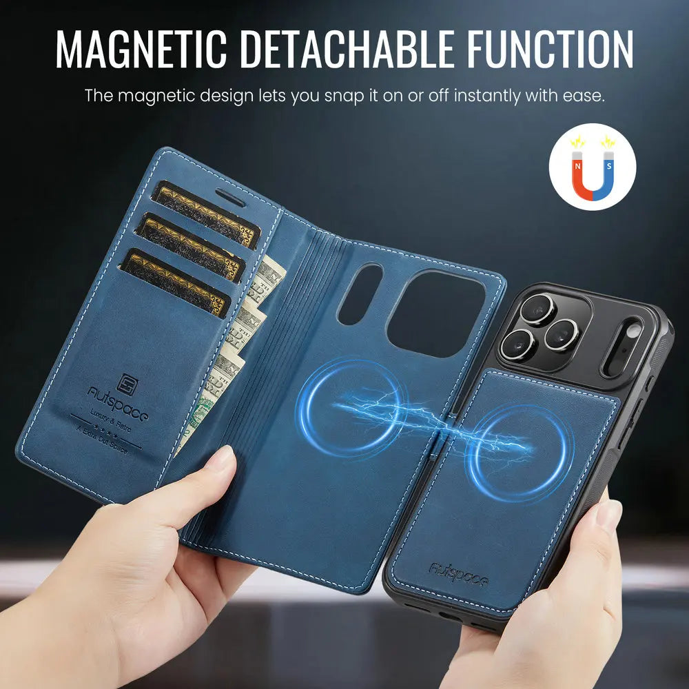 For iPhone 17 Pro 5G 2025 2In1 Detachable Leather Wallet Case For iPhone Air 17 16 15 14 13 12 Pro Max 16 Plus 16E Magnet Cover - Sun Studio