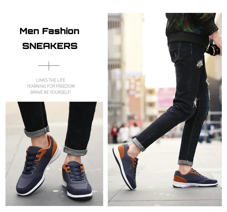 Leather Men Shoes Sneakers Trend Casual Shoe Comfortable Breathable Leisure Male Sneakers Non-slip Footwear Men Sports Shoes - Sun Studio