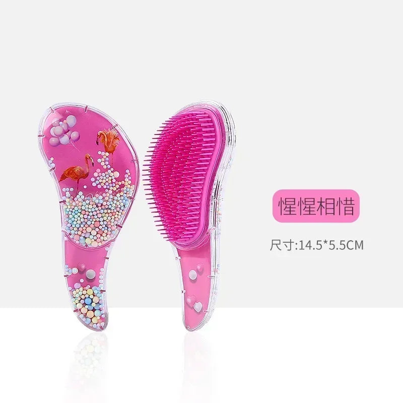 Cute Children Hairdressing Comb for Kids Anti-knot Massage Flowing Bead Hair Comb Children Girls Dress Up Makeups Toy Gifts - Sun Studio