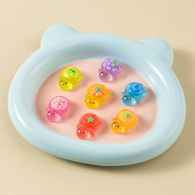 10pcs Cute Landscaping Resin Crafts Glowing Turtle Garden Fish Tank Miniatures Ornaments Mini Luminous Fruit Turtle Home Decor - Sun Studio