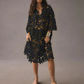 High Quality Sexy Women Bathing Suit Cover Up Hollow Out Patchwork Femme Solid Beach Dress V Neck Loose See Through Swimsuit Top - Sun Studio