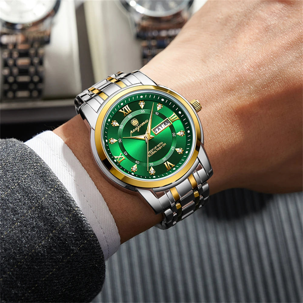 PAAZOMU Classic Casual Quartz Watch Men Women Waterproof Luminous Dial Business Dress Wristwatch Comfortable Watches Male+Box - Sun Studio
