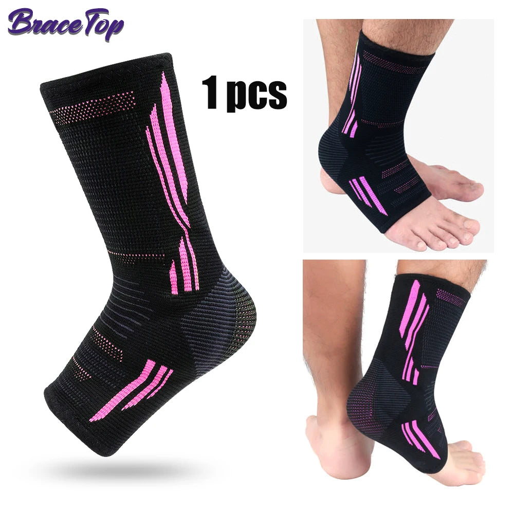 BraceTop 1 PC Compression Sports Ankle Brace with Silicone Padded Protect Heel Ankle Support Basketball Football Ankle Protector - Sun Studio