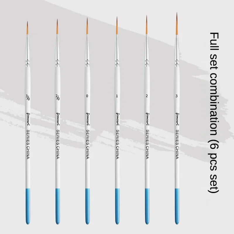 12models Imported Nylon Long Tail Line Brush Very Fine Cartoon Art Line Outline Detail Pen Digital Birch Watercolor Painting Pen - Sun Studio