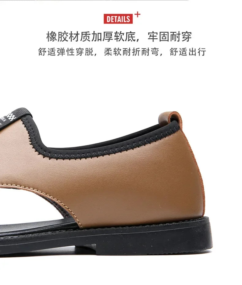 Sandals for Men Brand Casual Shoes Outdoor Fashion Men's Slippers Comfortable Beach Shoes High Quality Leather Man Flat 2025 - Sun Studio