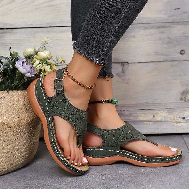 Women Summer Sandals Daily Outdoor Slope Heel Beach Roman Sandals Outdoor Anti-skid Open-toe Sandal for Girls Platform Shoes - Sun Studio