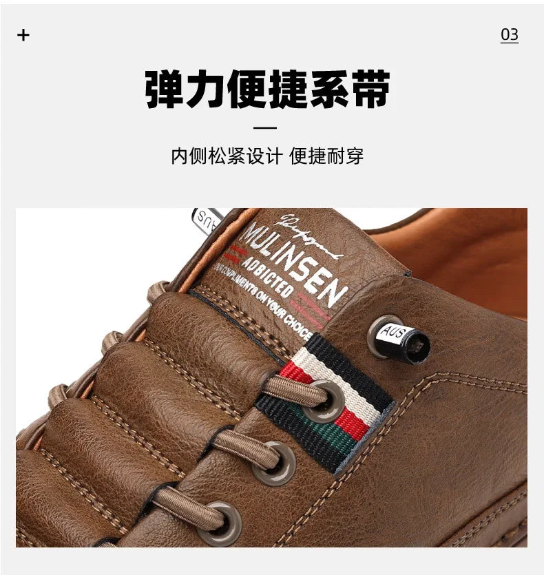 New Leather Shoes for Men Non-slip Sports Fashion Comfortable Sneakers Male Flat Slip-on Casual Brand Men's Casual - Sun Studio