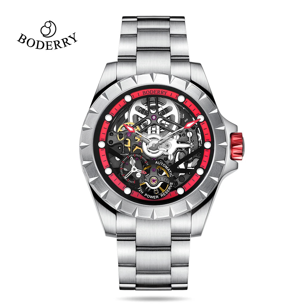 Boderry Windmill Men's Skeleton Stylish Watches Automatic Mechanical Fashion Sports Watch for Men Waterproof Wristwatches - Sun Studio